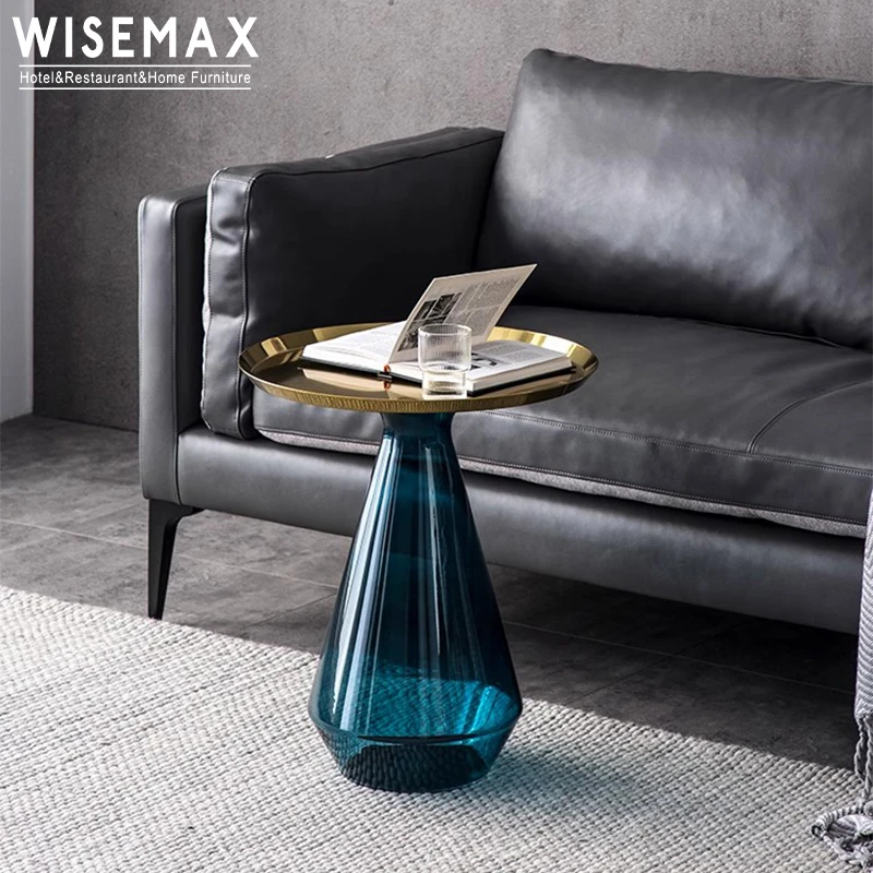 WISEMAX FURNITURE Modern Creative Home Furniture Round Shape Design Coffee Table Glass Material Living Room Sofa Side Table