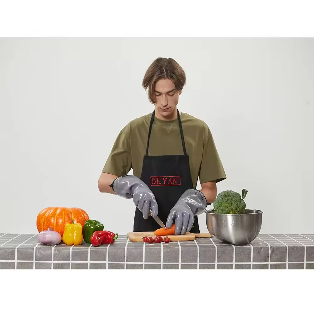 High temperature liquid silica gel CE 500 degree finger barbecue gloves oven resistant  food-grade waterproof kitchen gloves