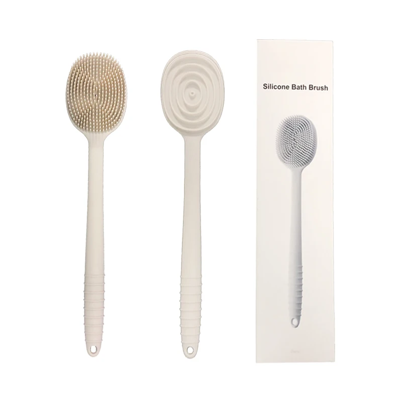 
100% BPA Free Long Handle Soft Silicone Scrubber Massage Shower Bath Body Brush 