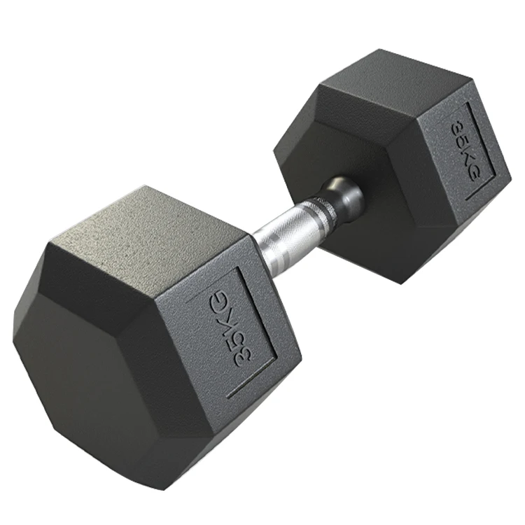 
Fitness Equipment Round Head Rubber Dumbbell Hex Coated Dumbbell Dumbbell Centralized 