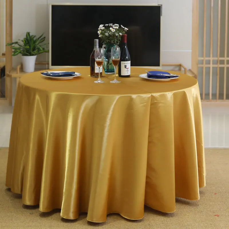 
polyester white silver black party home hotel banquet 120 inch satin polyester shinny round wedding tablecloth 