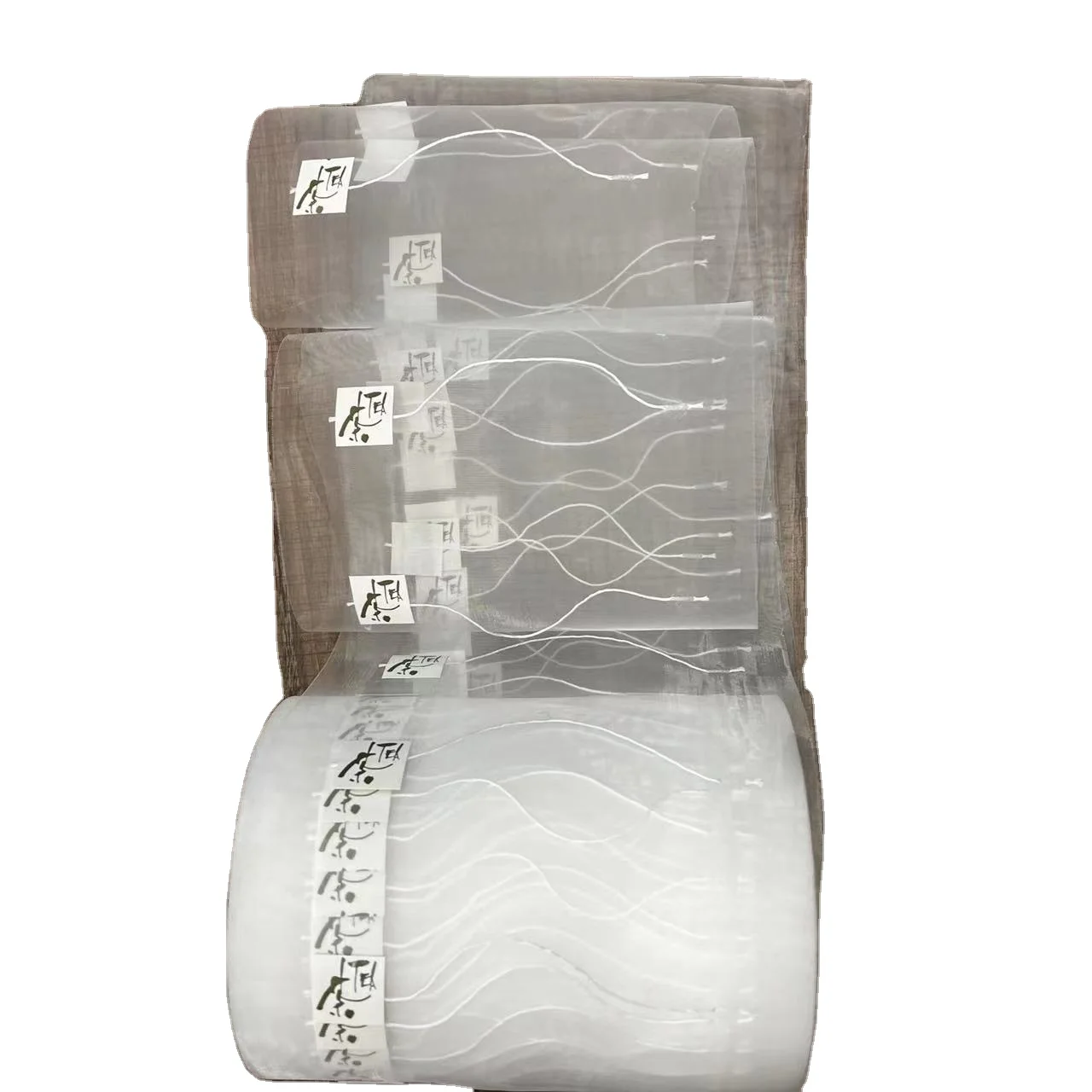 Disposable PLA corn fiber tea bag filter nylon mesh roll for Tea Packing with Thread and Label