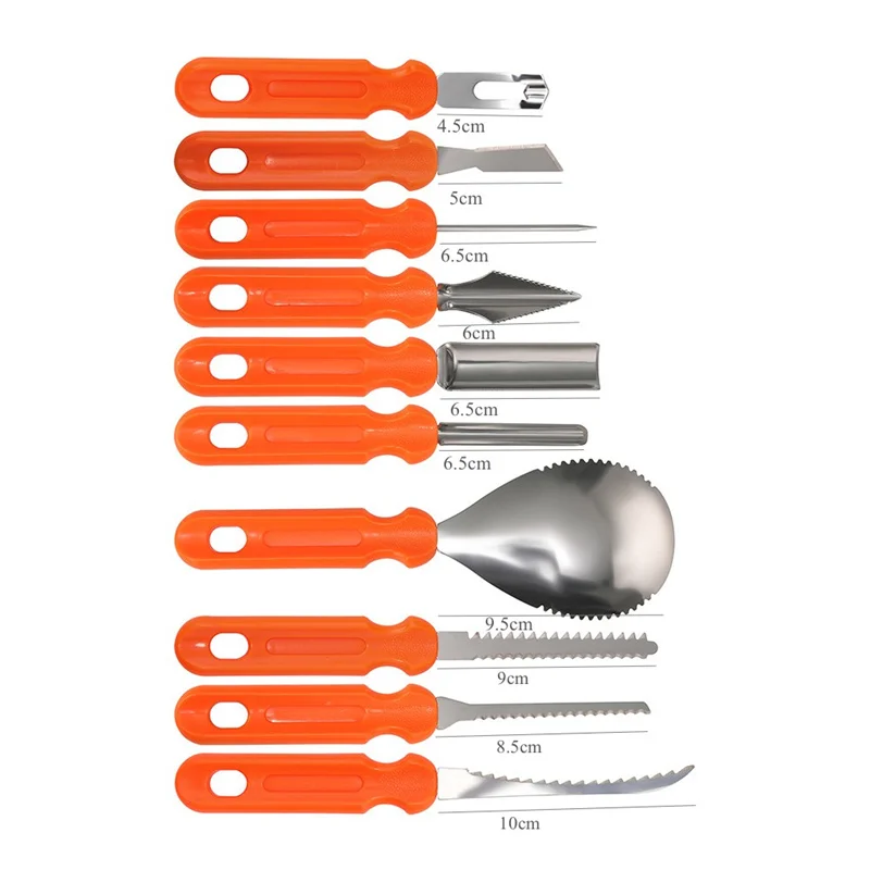 Fruit Decorating Carving Tools 10 Piece Halloween Stainless Steel Pumpkin Carving Tools Kit