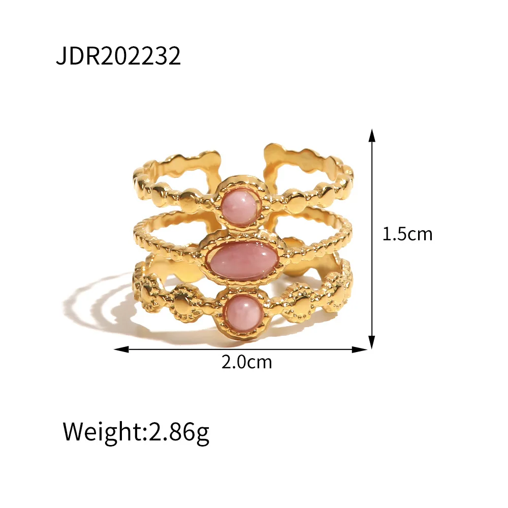 Vintage Gemstone Ring Wholesale  Jewelry Stainless Steel 18k Gold Plated Rings Women