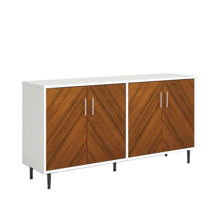Modern Elegent Style Tapered Legs And Clean Lines Silhouette Two-Color Combine Four-Doors Cabinet Sideboards Buffet Cabinets