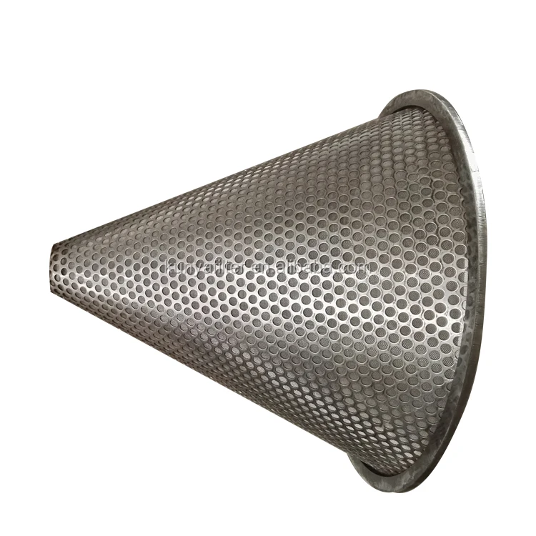 
Stainless steel wire mesh conical basket filter with perforated metal frame 