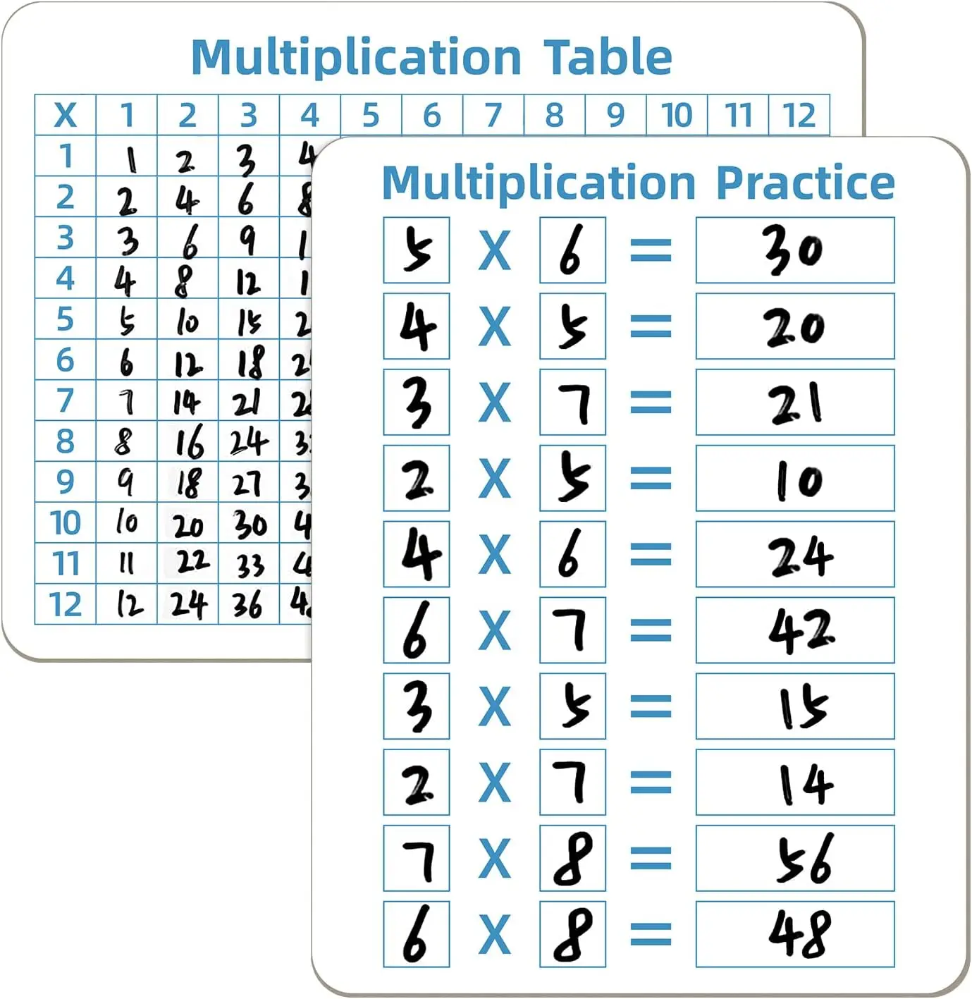 Whiteboard Double-Sided Times Table Dry Erase Board Math Manipulatives White Board for Kids Students Classroom and Home Learning