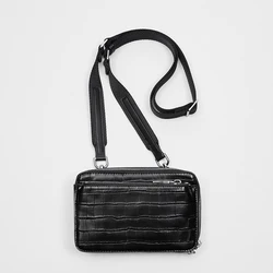 Custom Logo Crocodile Leather Black Croc Mens Crossbody Purse Fashion Shoulder Messenger Bag For Men