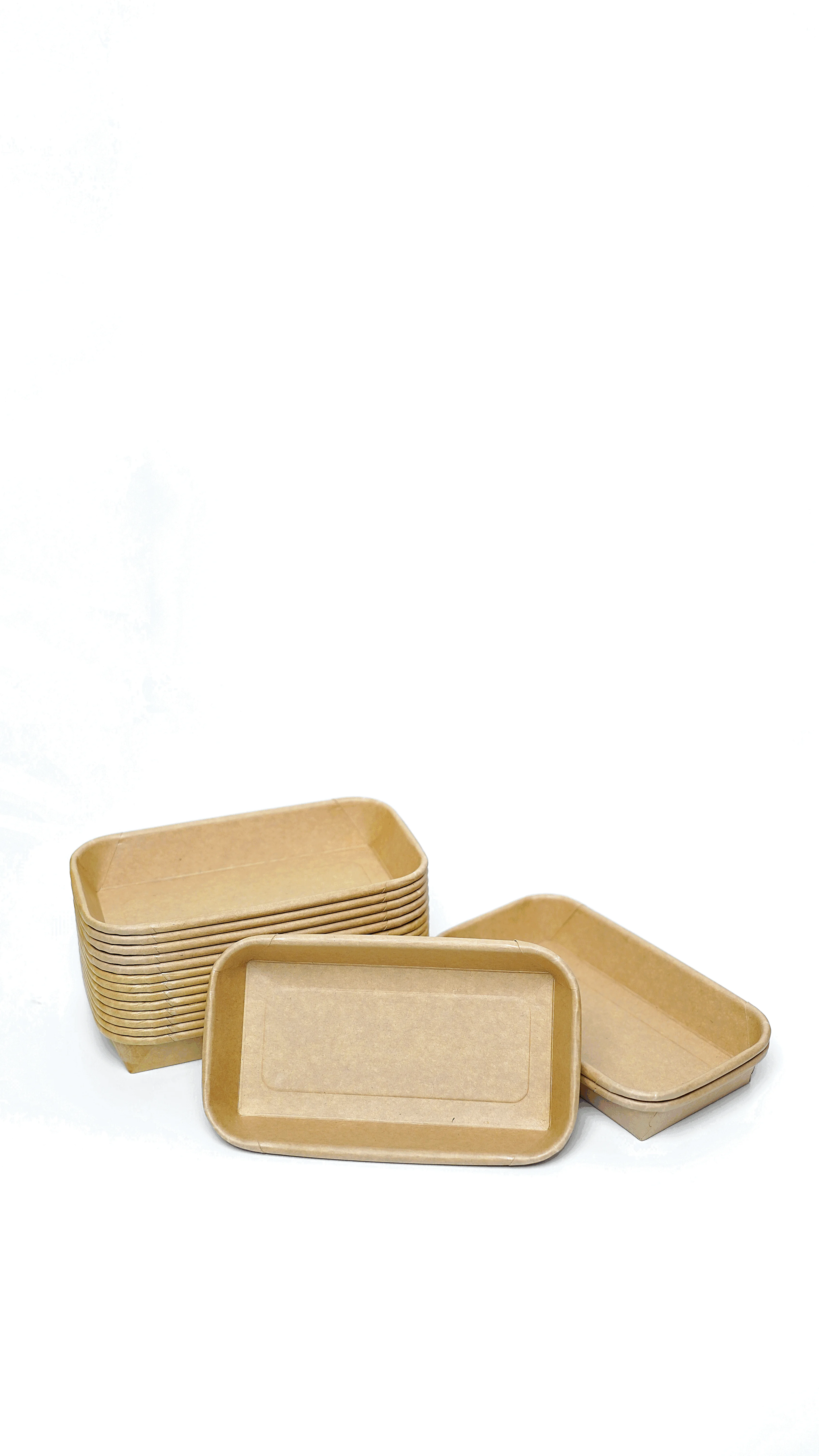 Sustainable Plastic-Free Square Kraft Paper Food Trays with Lids - For Sushi, Noodles, and Cakes