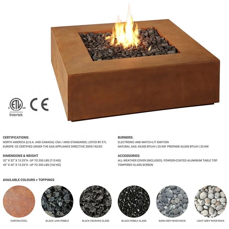 Metal Home Warming Decoration Customized Corten Steel Hanging Table Nature Gas Outdoor Fire Pit