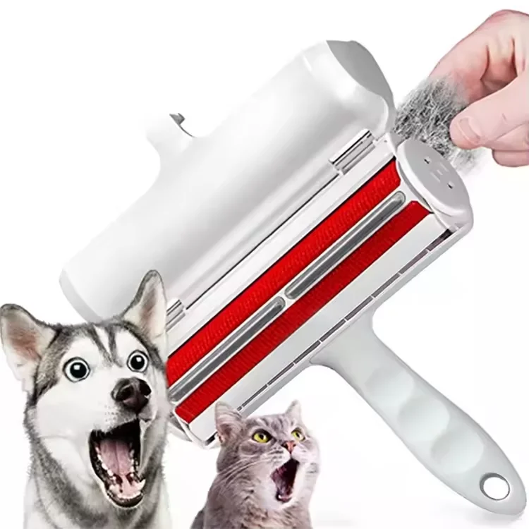 Custom Logo Self Cleaning Chom Reusable Dog Cat Pet Hair Remover Brush Lint Roller Pet Fur Hair Remover for Pets Cleaner Brush