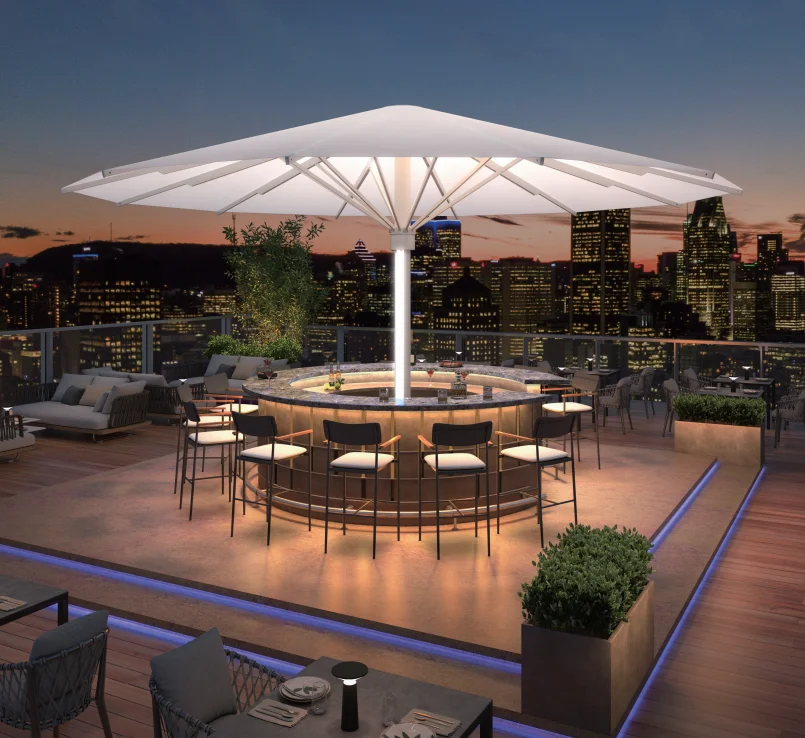 Hotel Outdoor Restaurant Umbrella Terrace Summer Large Outdoor Umbrella Luxury Starlight Umbrella