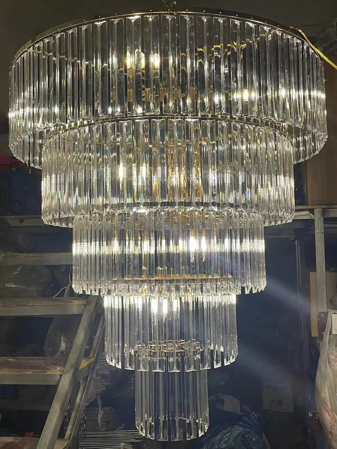 Acrylic crystal ice bar chandelier wedding banquet hall ceiling hanging lamp crystal Light Christmas decorative chandelier