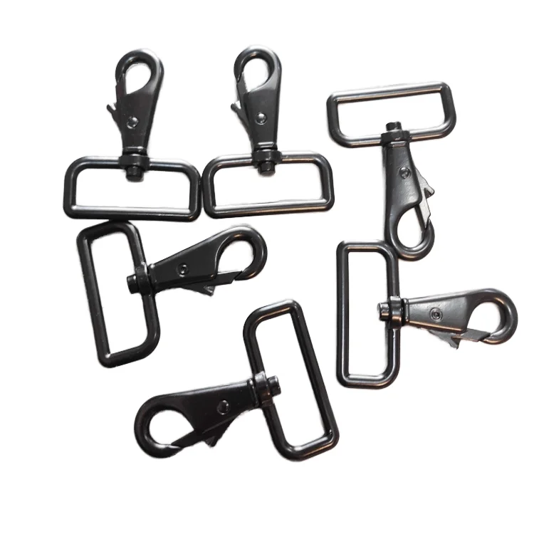 1.5 inch Black zinc alloy lobster clasp push gate Swivel snap hook for making handbags straps