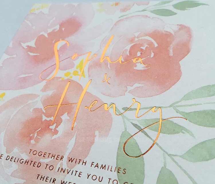 Rose gold cotton paper invitation marriage greeting card/ postcard thank you cards custom with logo business card