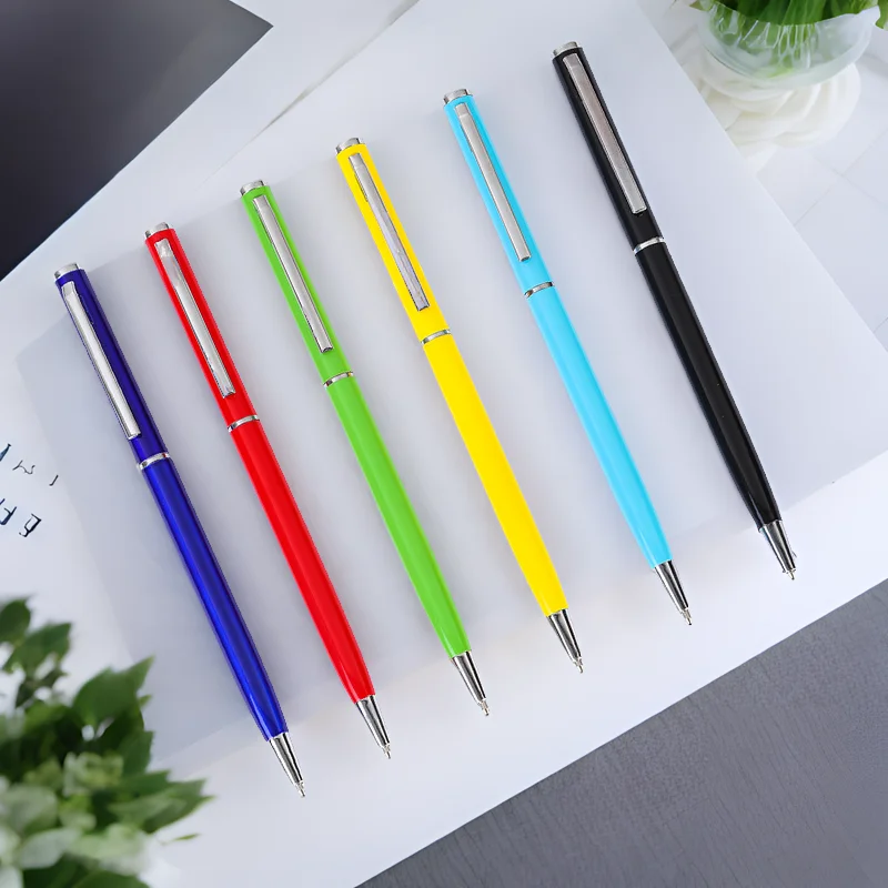 2024 New Promotion Gift business logo printing ball pen giveaway smooth writing custom metal black ink promotion ballpoint pen