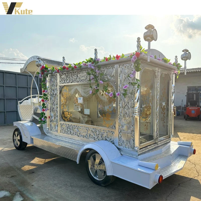 New Style Beautiful Special Funeral Trailer Coffin Hearse Wagon Luxury American Hearse Buggy for Exequies