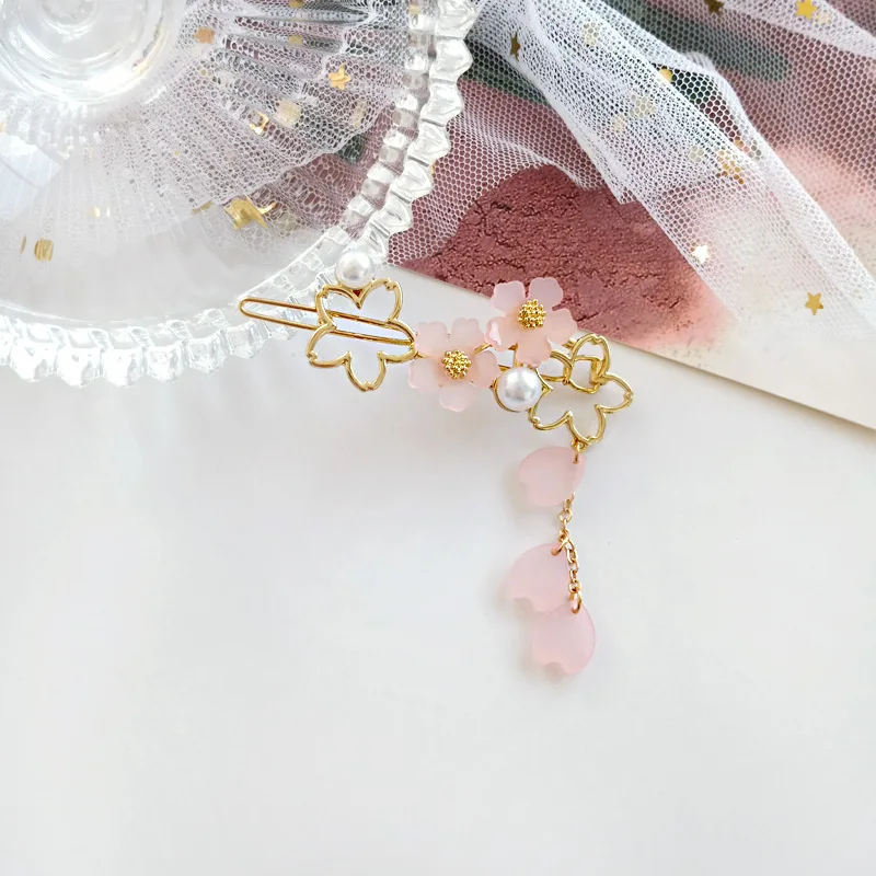 2021 Fresh Japanese cherry blossom hairpin beautiful creative retro style student hair clip for Lady