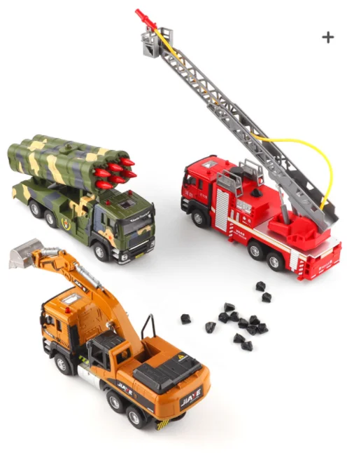 1:50 Scale High Simulation Engineer Trucks Exacvator Fire Truck Sprinkler Missile Model Diecast Toy Car Kids Gift Ornament