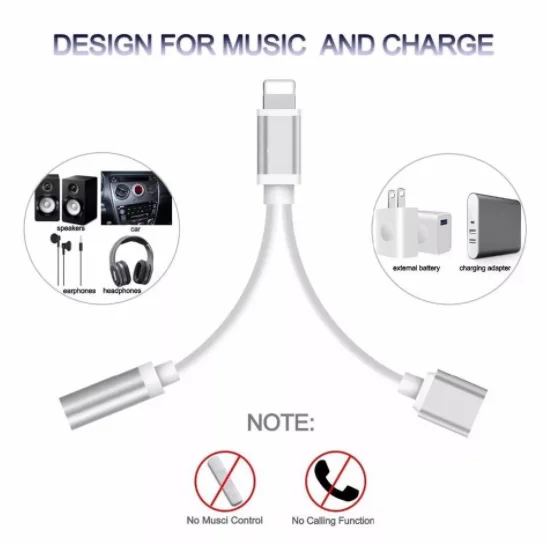 
3.5mm Headphone Jack Adapter Audio 2 in 1 usb cable For iPhone 7 7 plus support all new system 