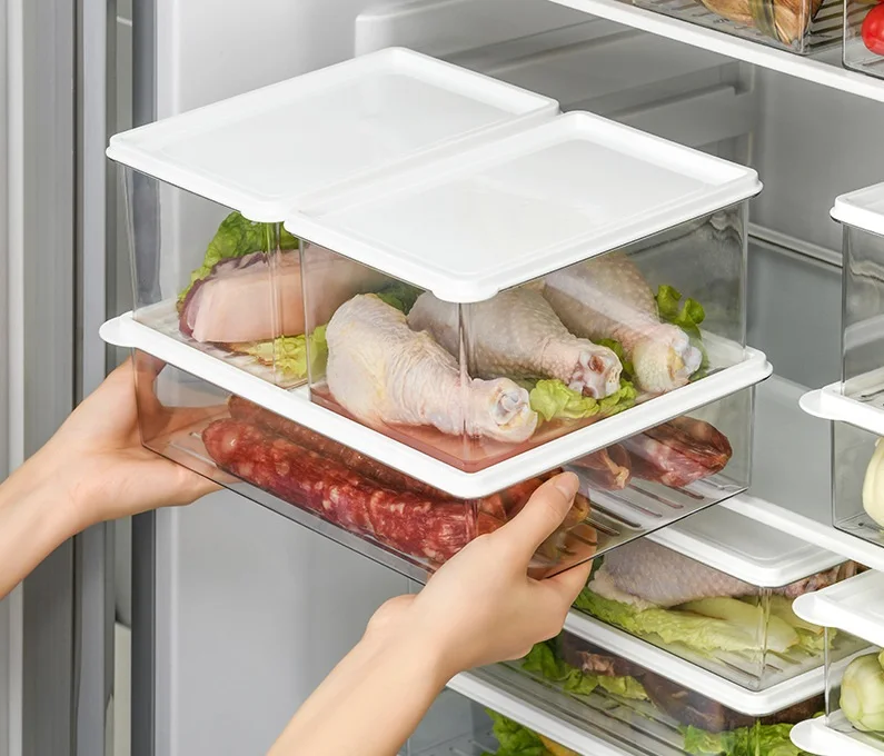 Kitchen Refrigerator Storage Containers With Lids Plastic Food Storage Box Transparent Sealed Box