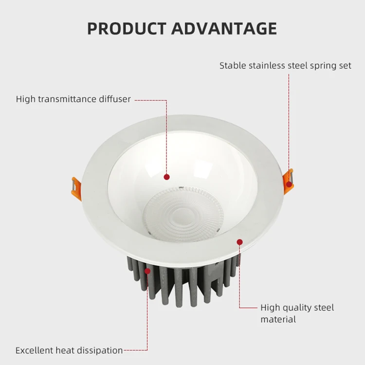 Indoor Project Single Head Led Grill Light Cob 5w 7w 10w 20w 30w Recessed Ceiling Downlight