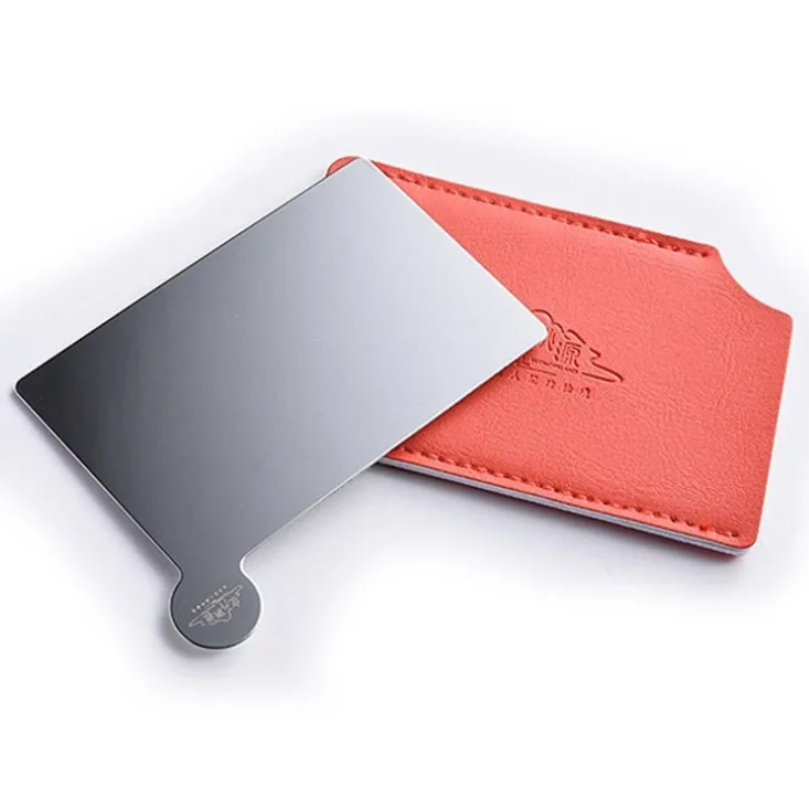 
Private Label Customized Logo PU Leather Small Mini Square Custom Cosmetic Makeup Stainless Steel Pocket Mirror 