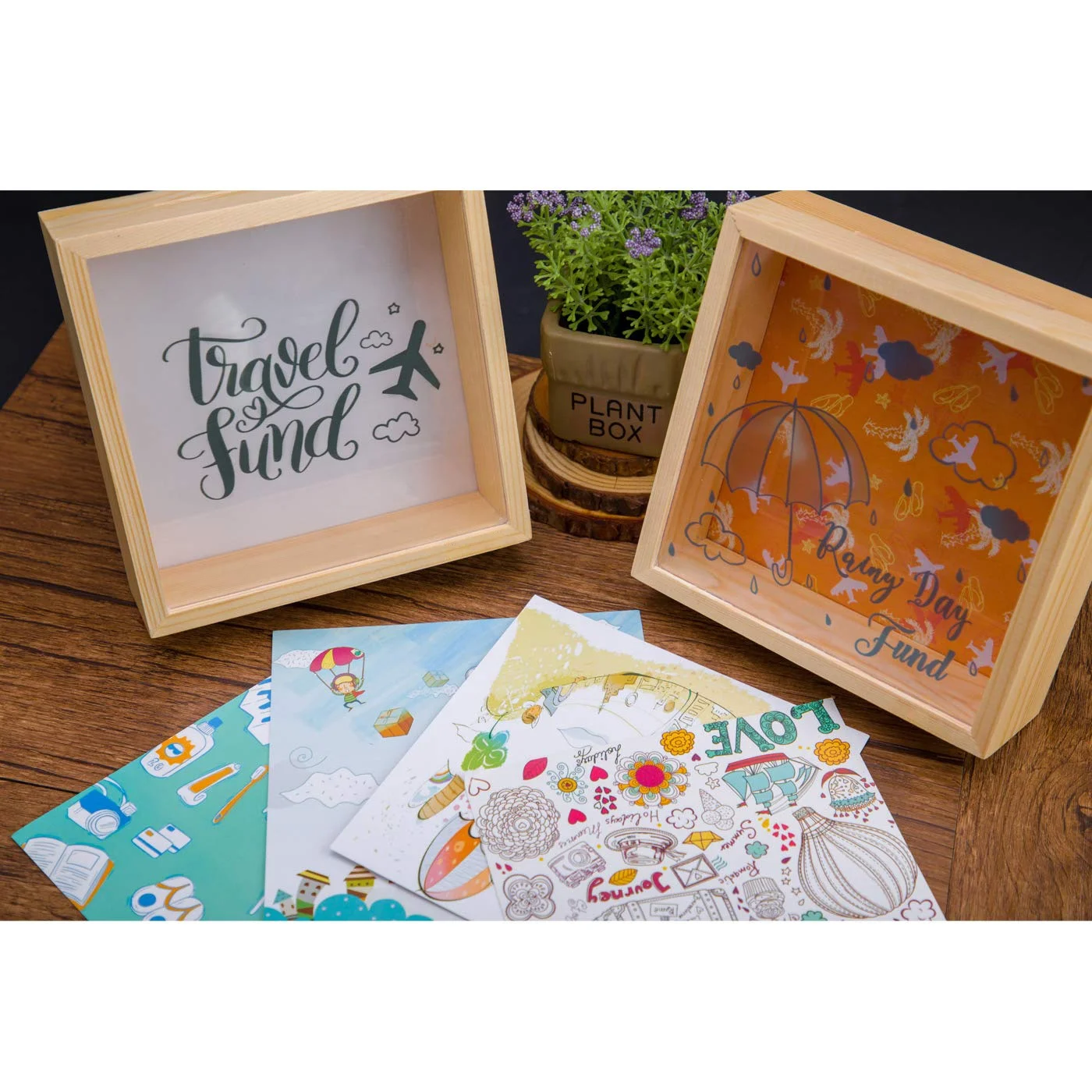 Custom wholesale simple acrylic Piggy bank adult Piggy bank natural wooden exquisite piggy bank money saving box