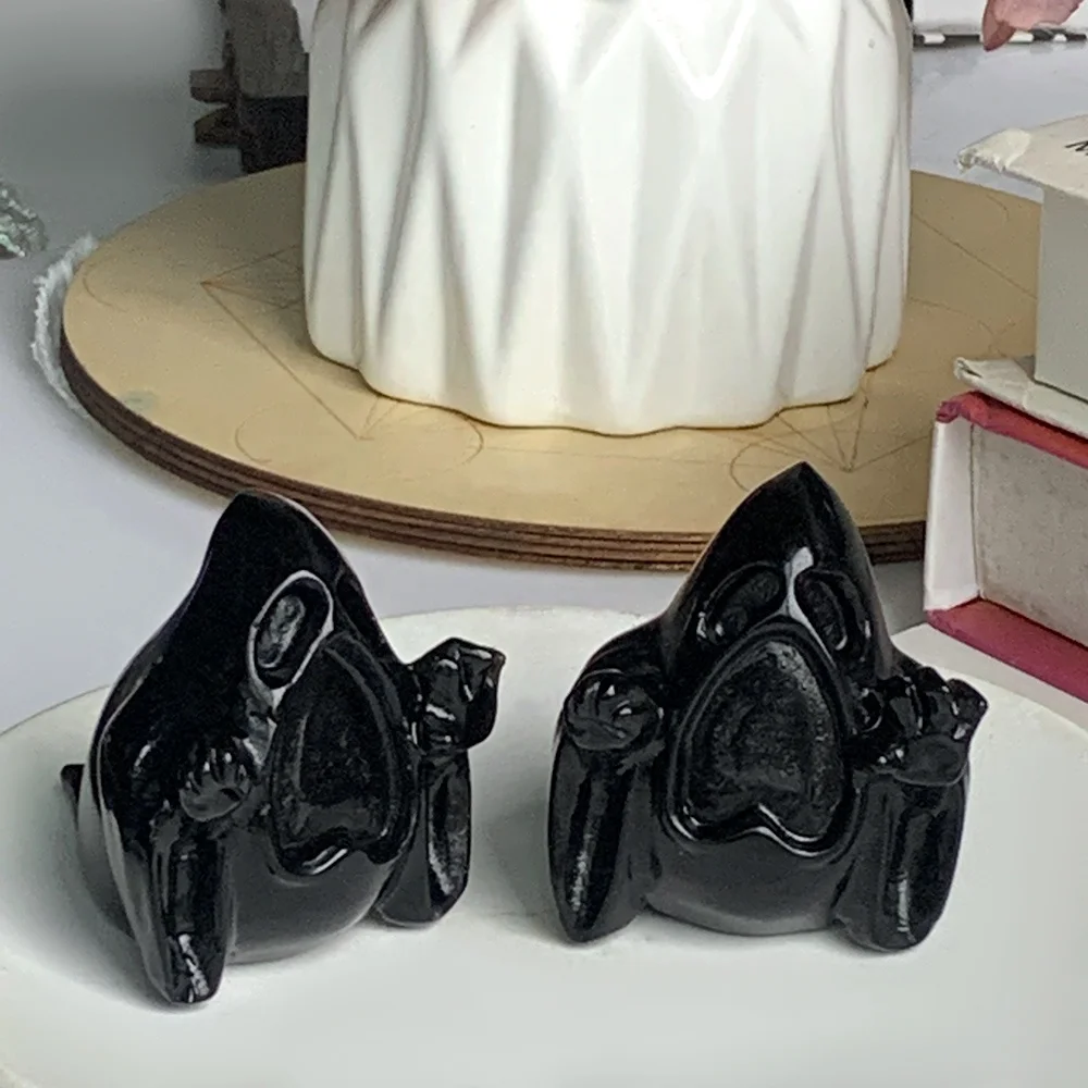Hotsale natural high quality crystal black obsidian crafts ghost hand carved black obsidian awful ghost carvings for decoration
