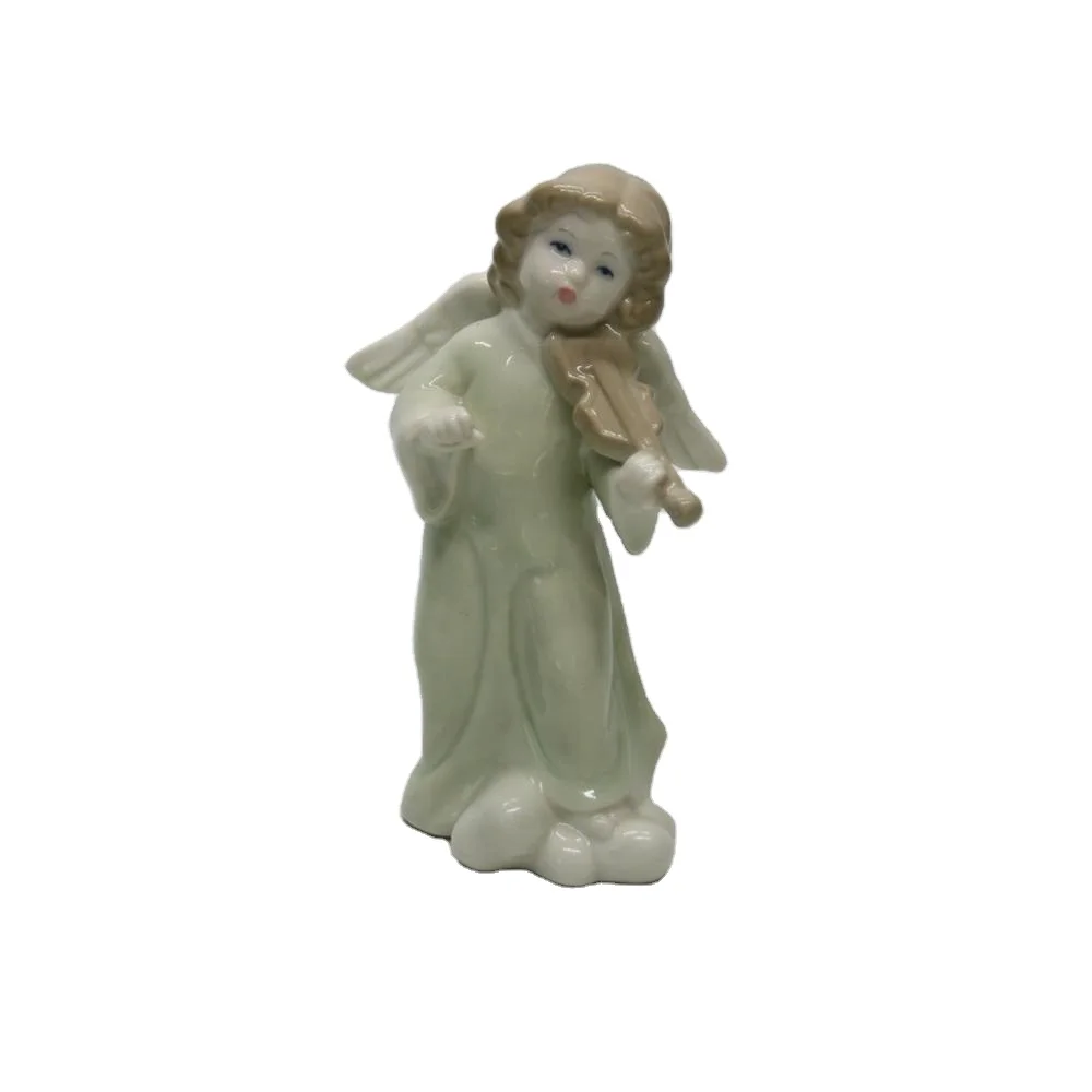 Tale angle doll ceramic Standing figurine with violin