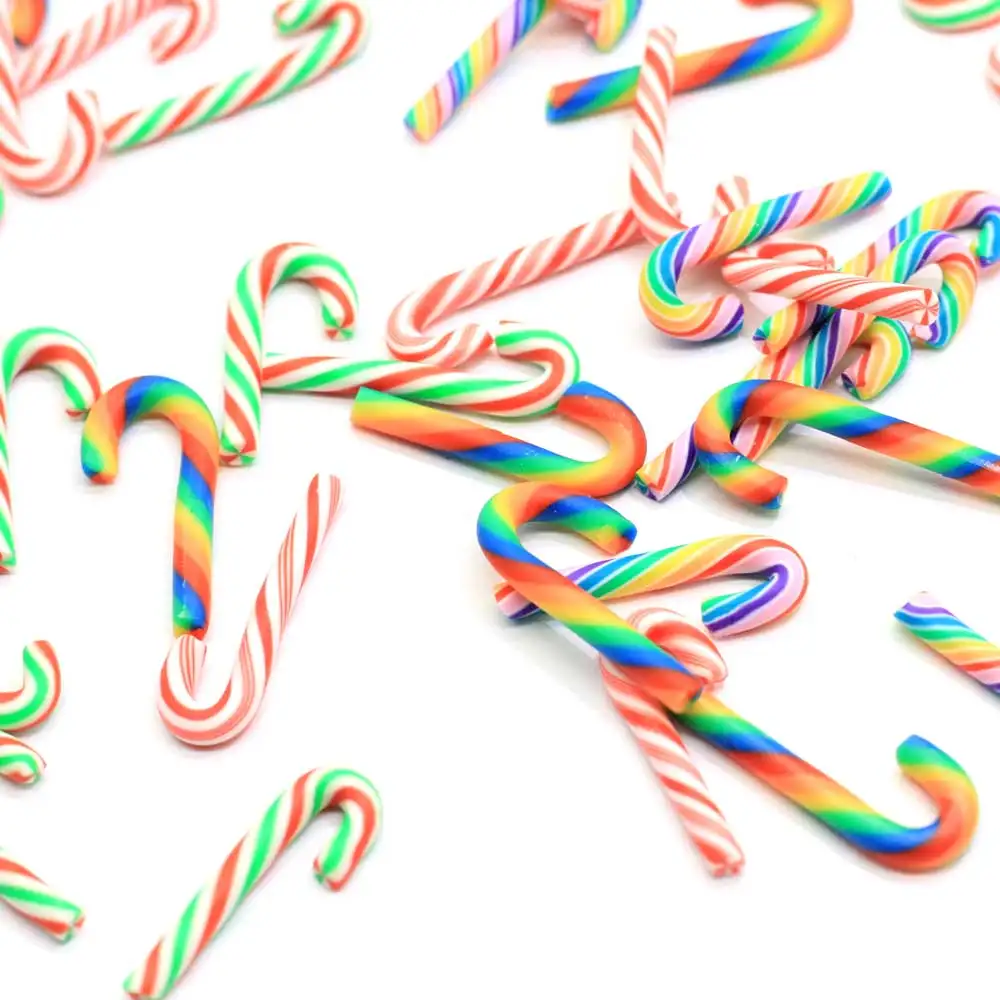 Разноцветные рождественские милые конфеты полимерная глина украшения для рукоделия кавайная мягкая трость матового корпуса телефона «сделай сам» скрапбо 100