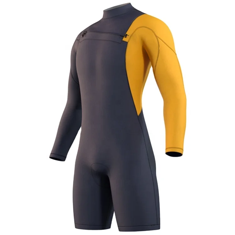 DIVESTAR Surfing Neoprenanzug Factory Price Mens Wetsuit 3/2mm Front Zip Long Sleeve Shorty Surf Wetsuit
