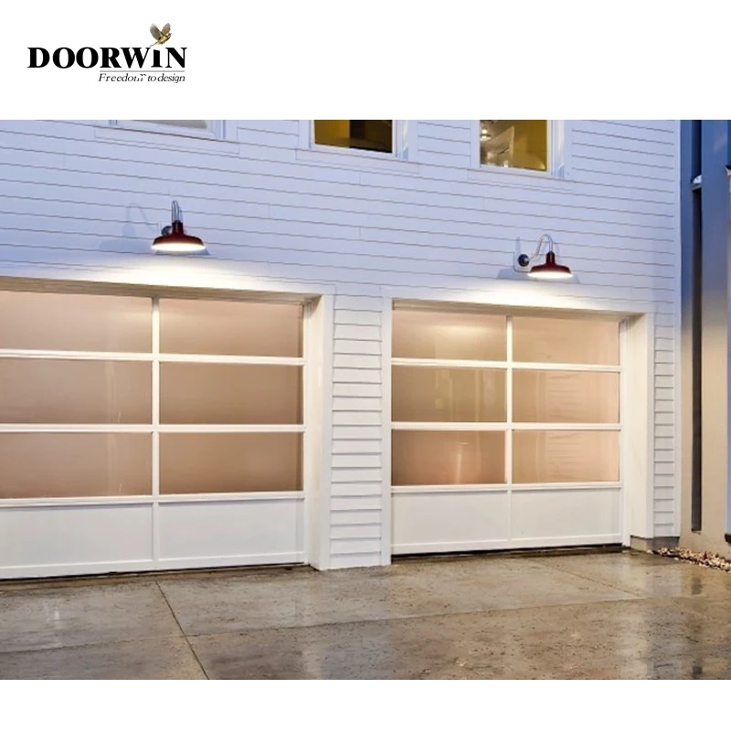 Doorwin Modern electric aluminum garage doors price full view automatic sectional clear glass garage door