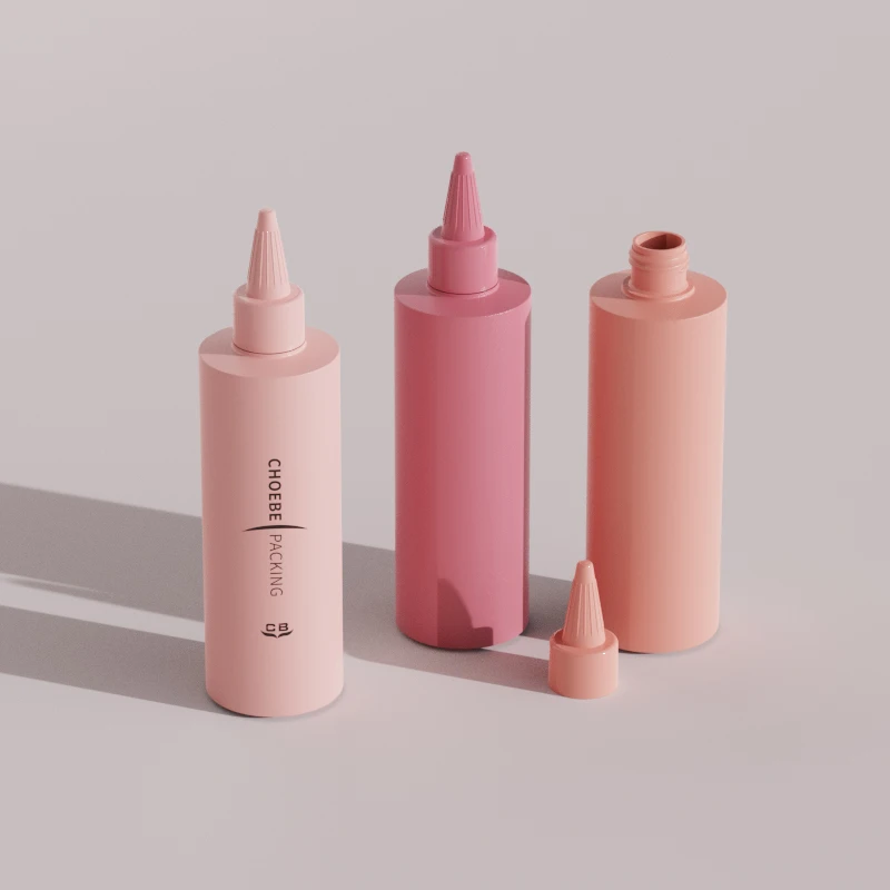 High quality hdpe 300ml 10oz matte soft cylinder squeeze long nozzle smear Bottle