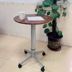 High-end modern design pneumatic lifting oval computer desk standing type with pulley bedroom laptop desk