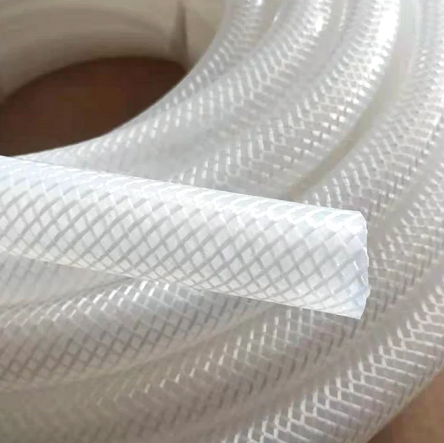 
2021 transparent food grade glass fiber braided silicone tube 10mm clear silicone braided hose from wolun 