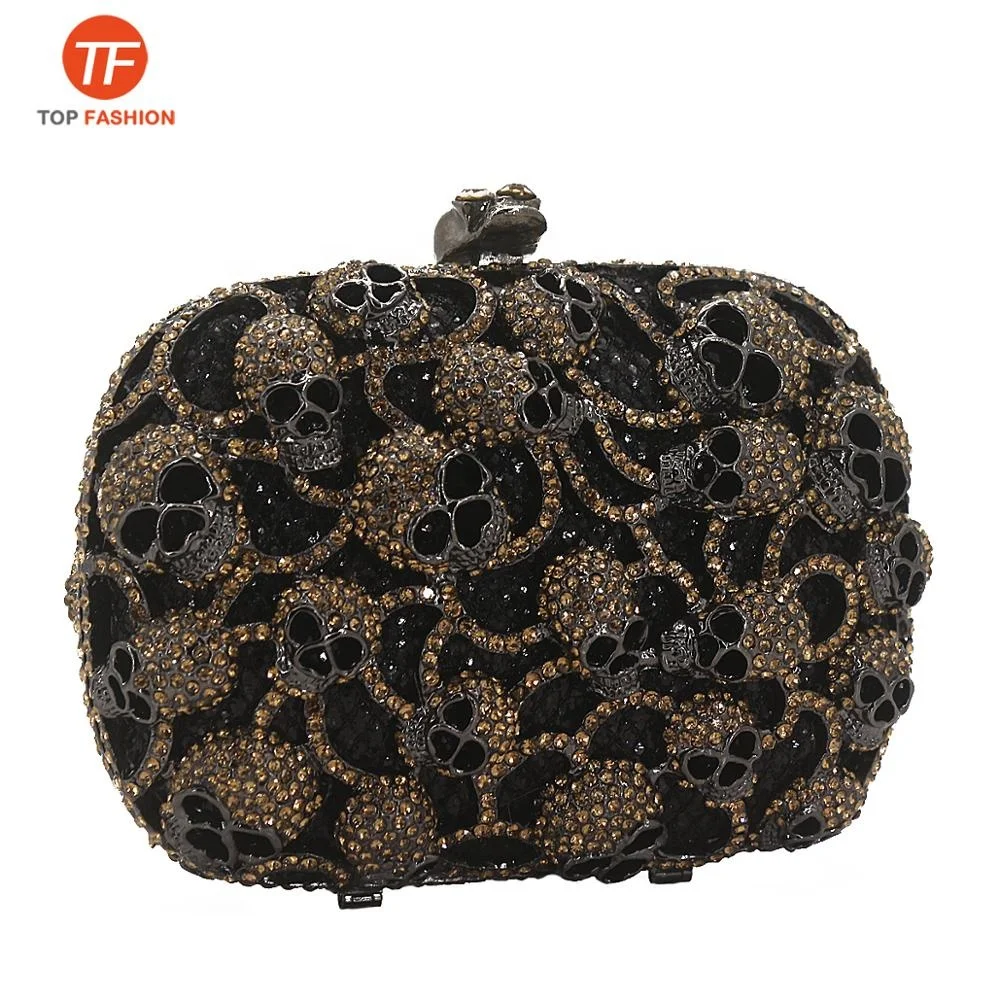 Factory Wholesales Small Crystal Rhinestone Clutch Bag for Formal Party Skulls Head Clutch Purse Cute Handbag