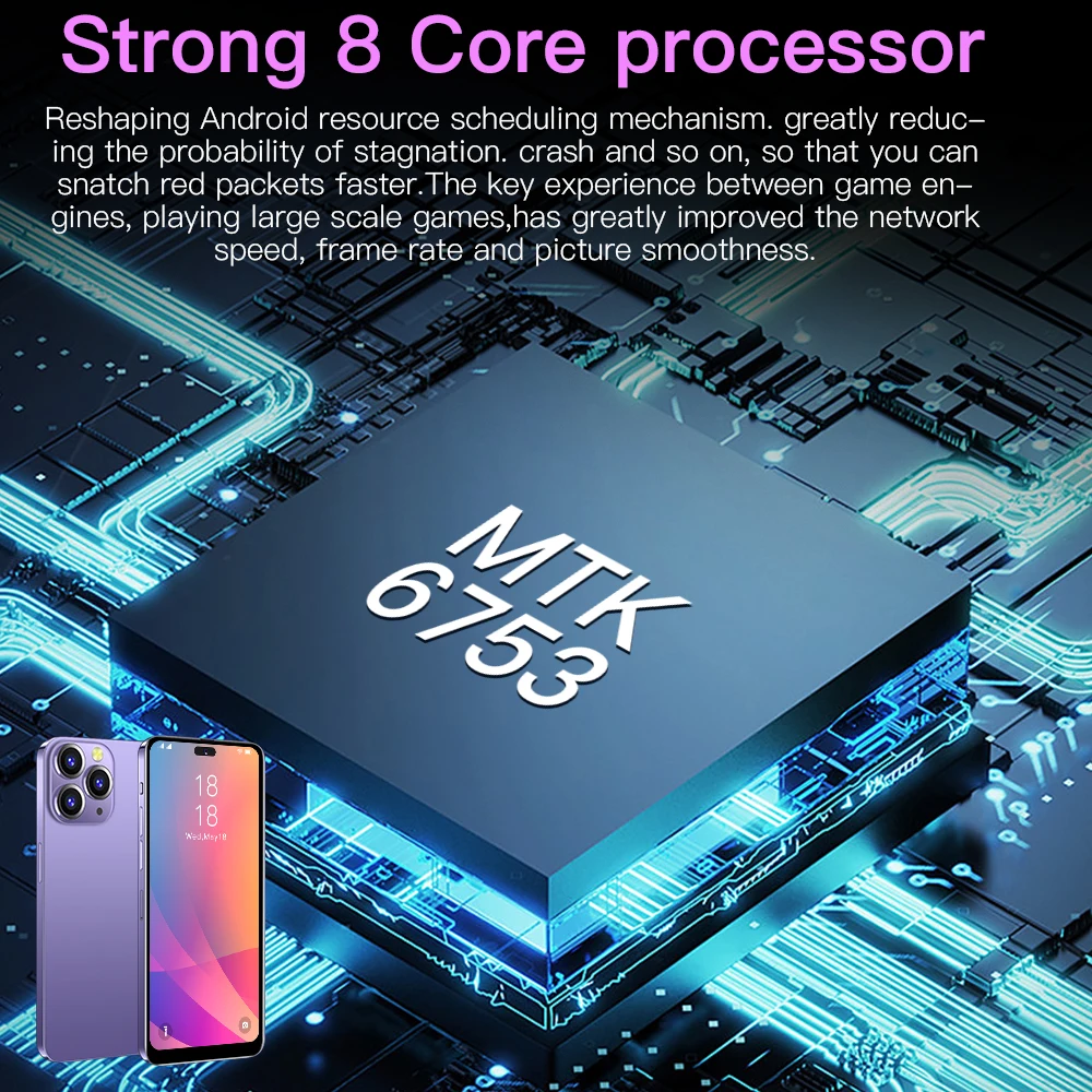 4g разблокировка распознавания лица I14 Pro Max 3 + 32GB 5mp + 8mp сотовый телефон Глобальная версия смартфон разблокированный мобильный телефон