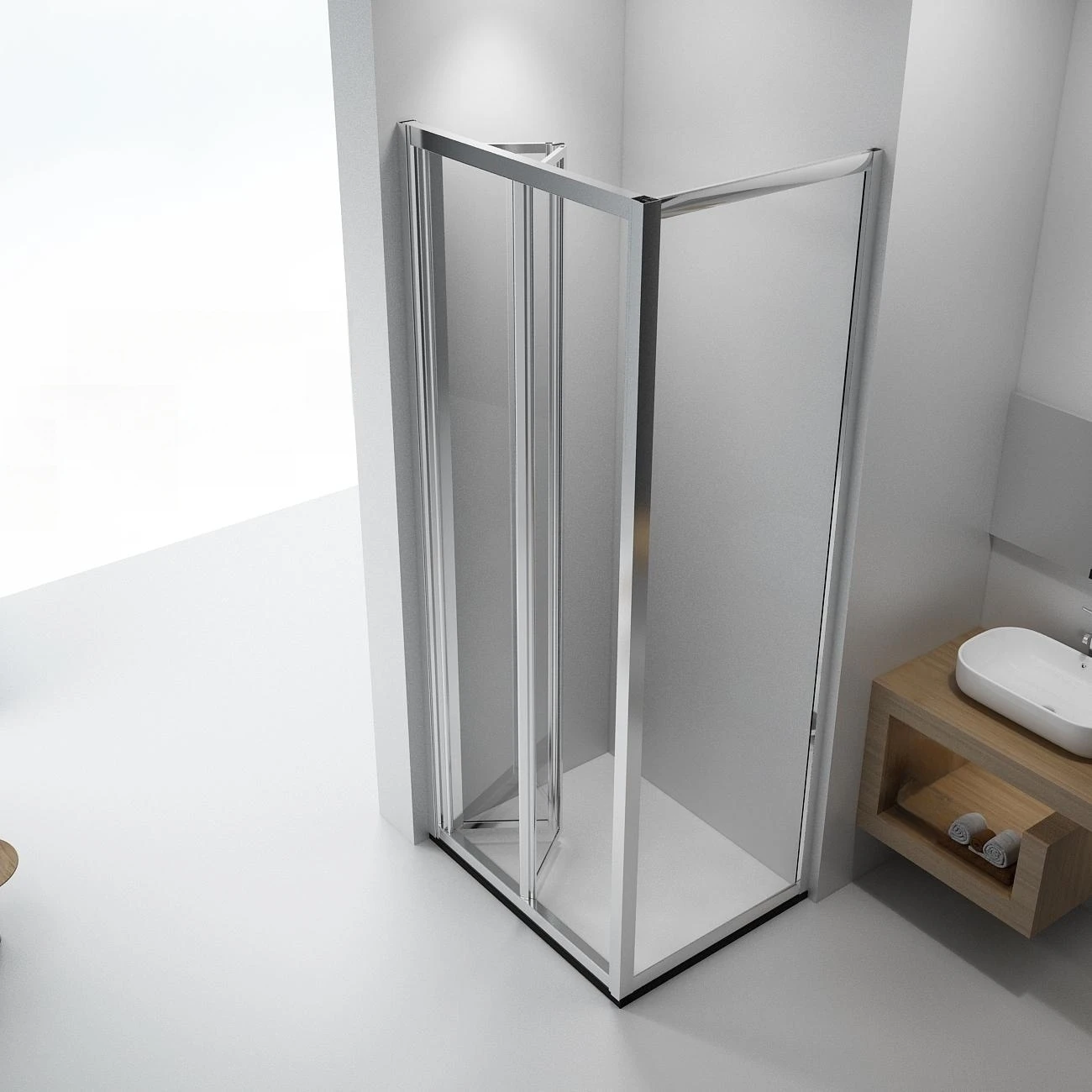 Simple Bathroom Shower Room Small Shower Glass Cabin Corner Folding Shower Enclosures