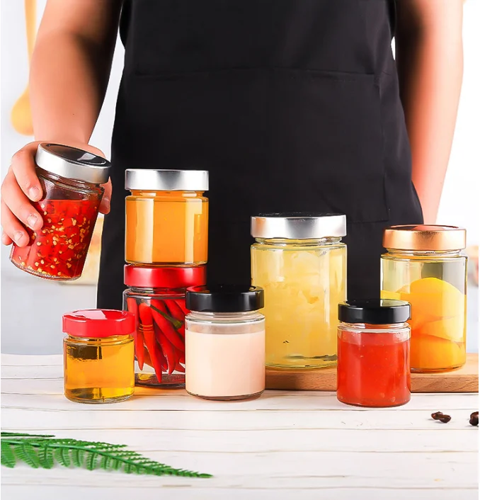 Empty Round 230ml Sauce Bottle Glass 180ml Honey Jars Wholesale