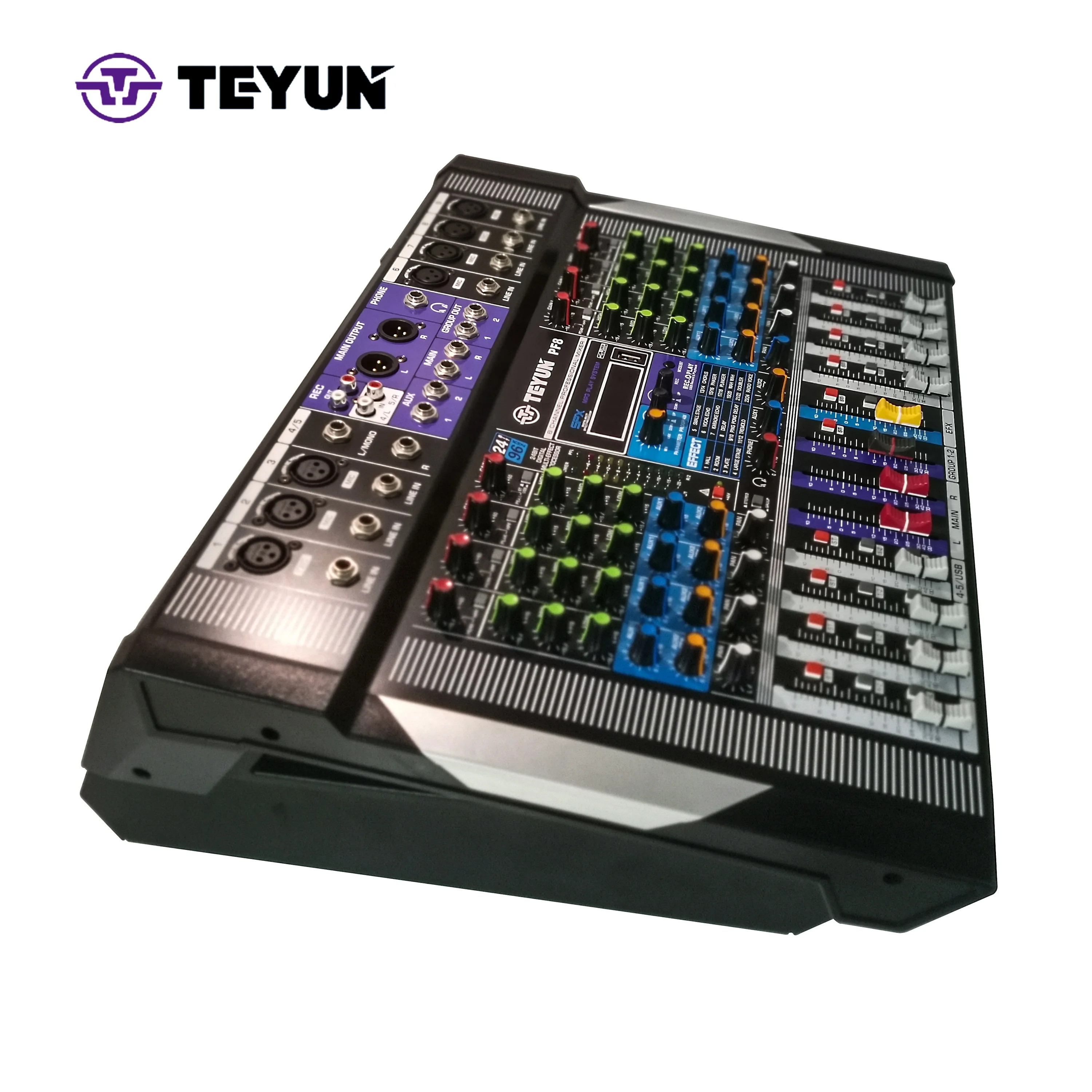 TEYUN 8 Channel Digital Mixer integrated Machine PF8 Professional High Sound Console Microphone Audio Equipment