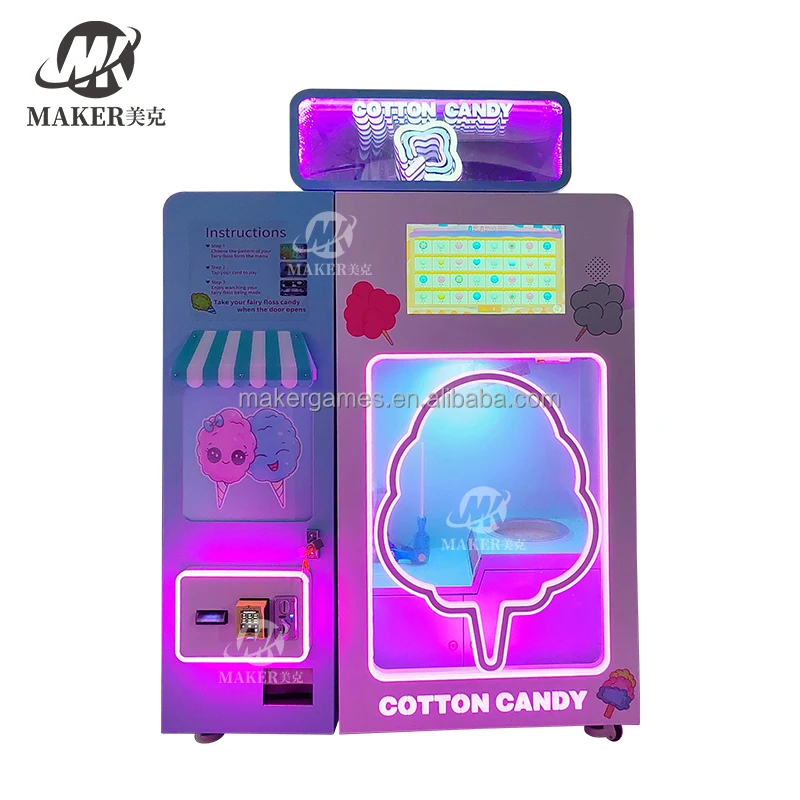 Professional Sweet Cotton Candy Sugar Robot Automatic Machine Sugar Cotton Candy Commercial Dispenser Vending Machines