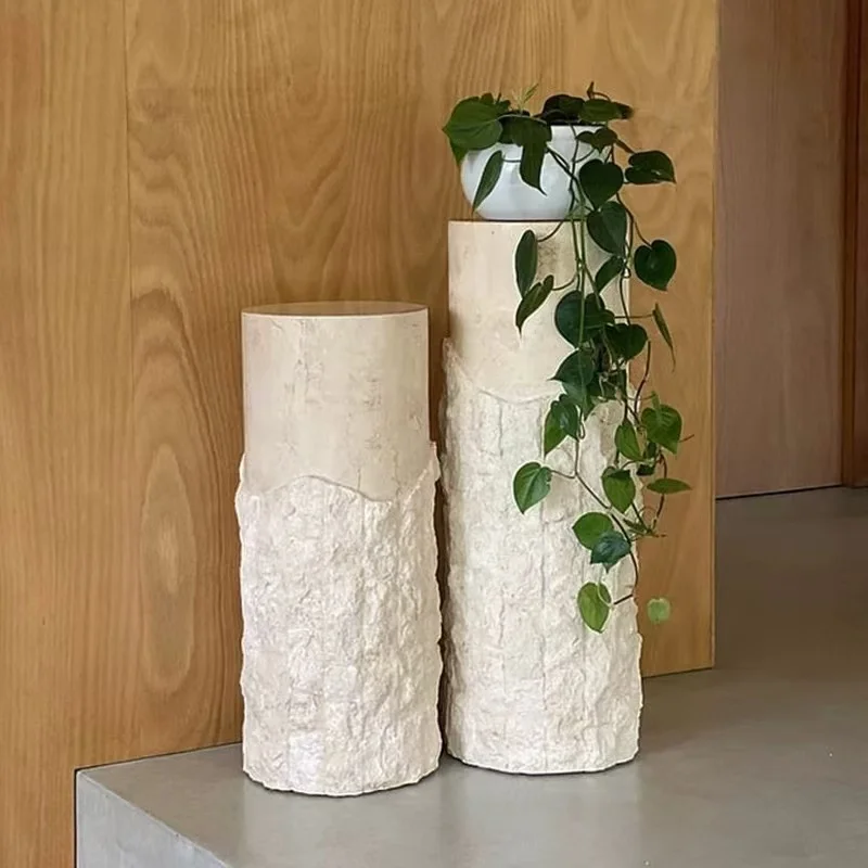 Villa Courtyard Floor Travertine Column Gardening Decoration Travertine Columns For Decor Outdoor Garden