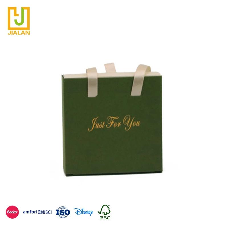 Portable Green Jewelry Pull-out Girl Necklace Earrings Ring Bracelet Paper Packaging Gift Box With Velvet Tray