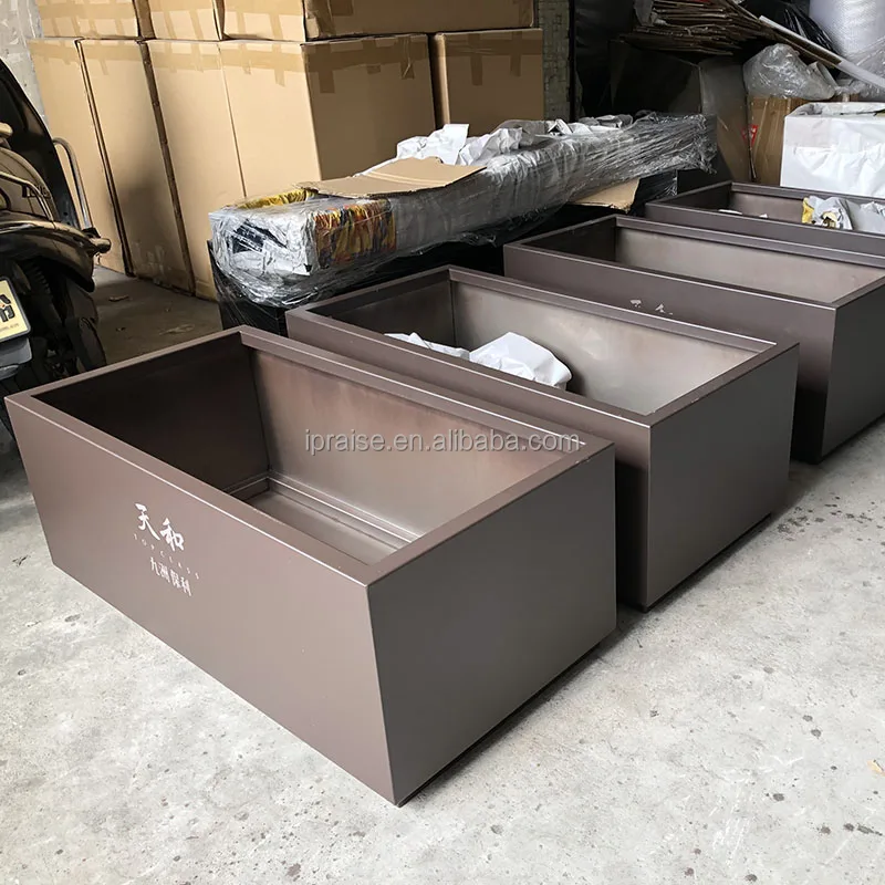 Large Modern Outdoor Rectangular Square Stainless Steel Planter