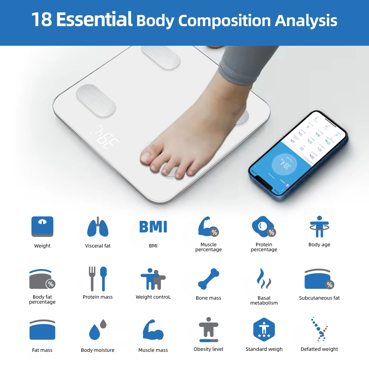 Smart Scale BT Link Body Weighing Scale App-compatible Electronic Intelligent Weight Loss Body Fat Scale