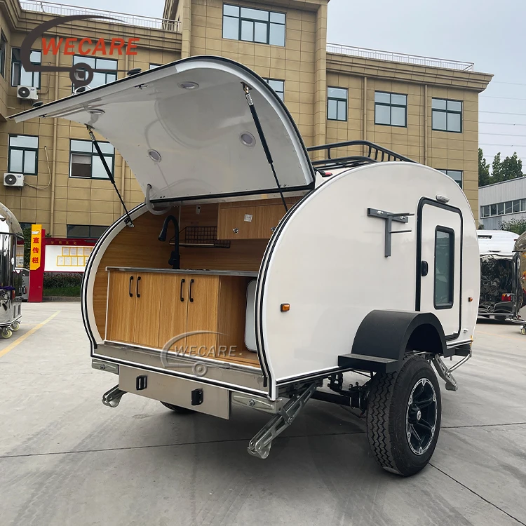 Wecare Mini off-road Teardrop Caravan Australian Standard Tiny Overland RV Teardrop Camper Trailer with Rooftop for Sale