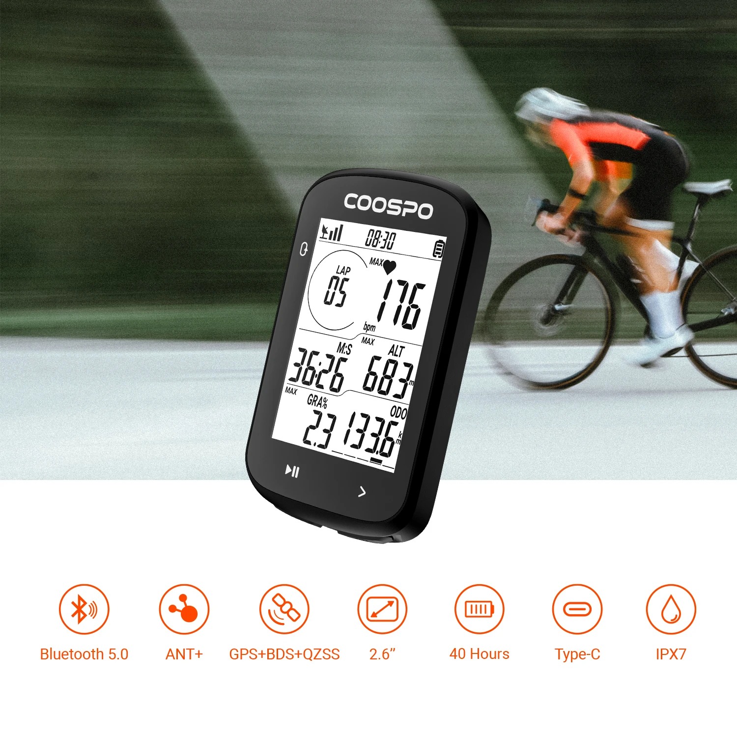 COOSPO CS300 Bluetooth and ANT+ Smart GPS Bike Computer for Road Bike Cycling