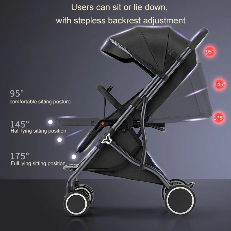 One Click Lightweight Infant Stroller,  3-in-1 Convertible Multi-Functional Pushchair,Tilting Mode Luxury Baby Stroller