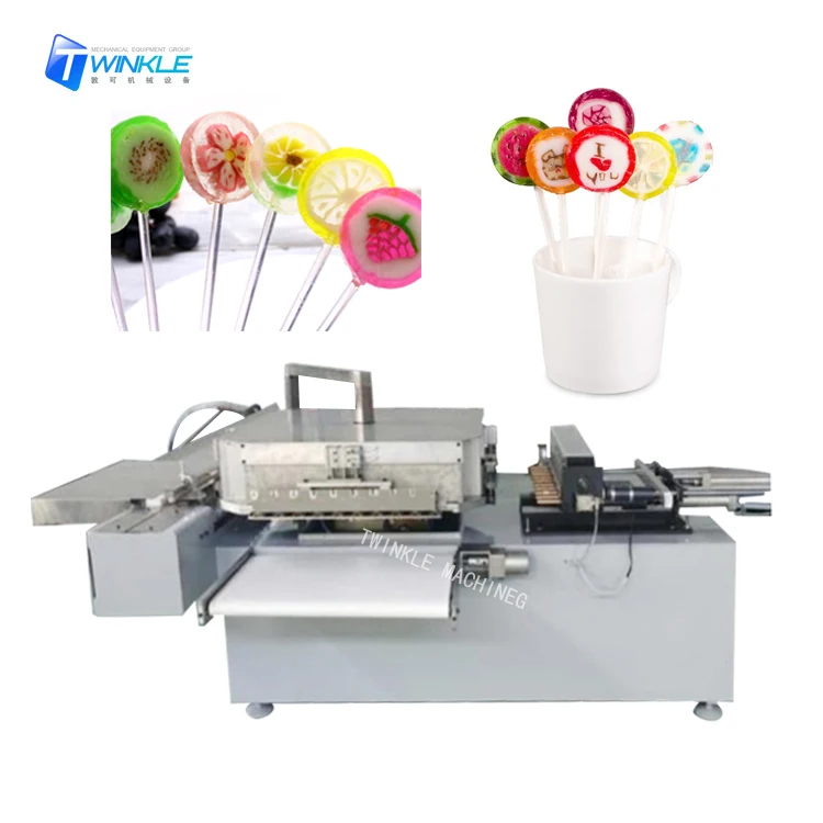 hard candy fruit lollipop stick inserting machine flat fruit lollipop making machine